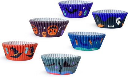 qiqee 300PCS Mini Gradient Cupcake Liners Cupcake Cups 6 Designs Blue Gradient Cupcake Papers Baking Cups Cupcake Wrappers (Small Size)