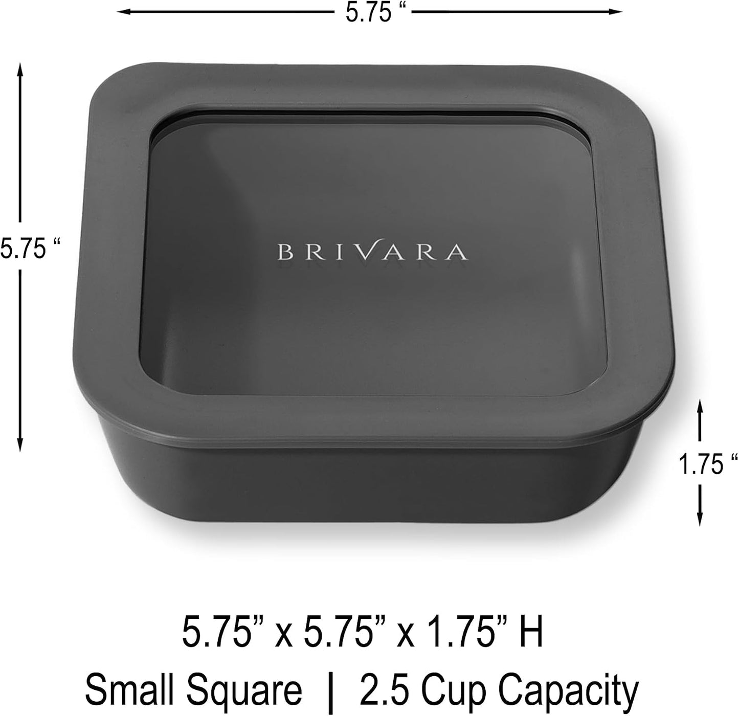 Ceramic Coated Glass Food Storage Container | No PTFE, PFOA, PFAS, and BPA | Reusable Non Toxic Meal Prep Container with Glass Lid | Easy To Store | 3 Cup Rectangle [Onyx]