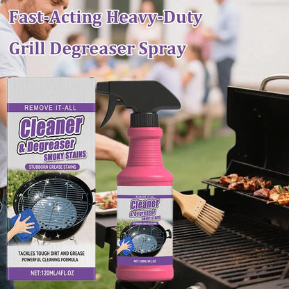 Fast-Acting Heavy-Duty Grill Degreaser Spray, Fast Acting Heavy Duty Grill Degreaser, Barbecue Grills Rack Cleaner, 120ml/4fl.0z, Kitchen Cleaners for All Stubborn Oil Stains