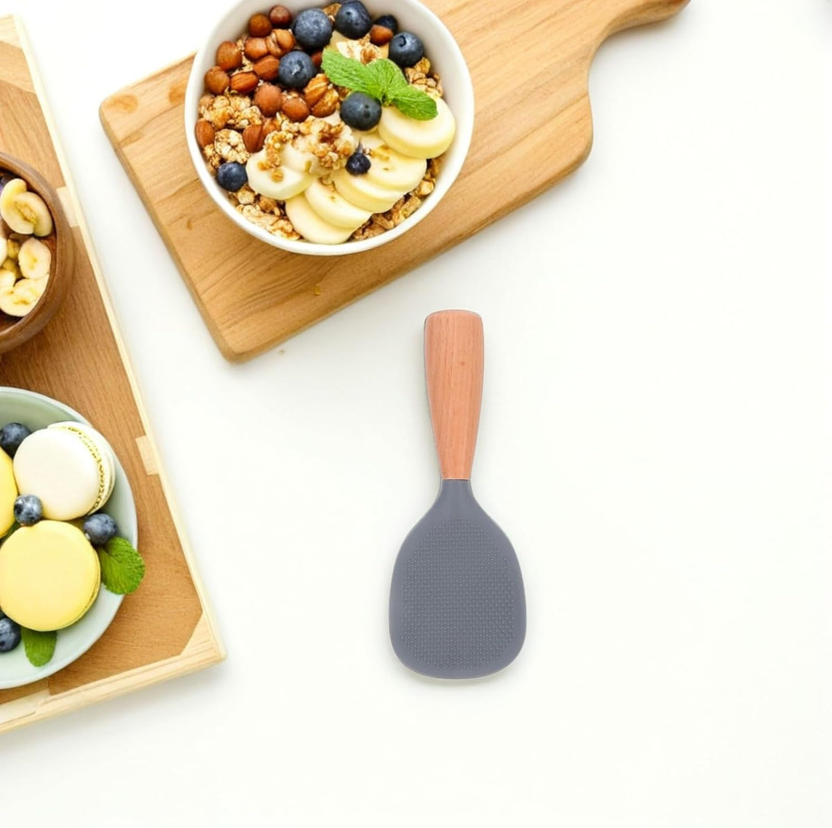 MAGICLULU Silicone Rice Paddle with Wooden Handle, Non Stick Rice Spoon