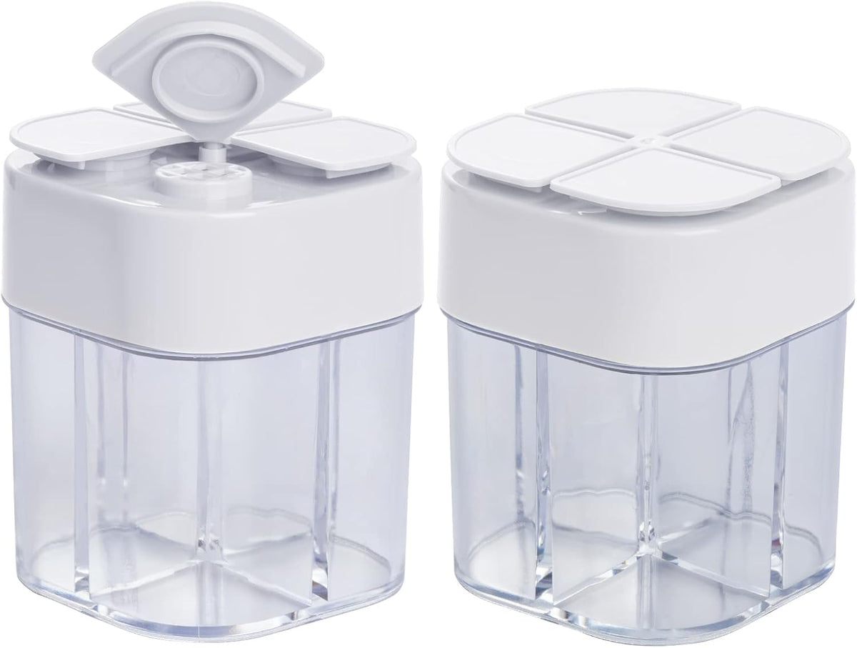 2 Pack Spice Container Salt and Pepper Seasoning Shaker Jars White Grey