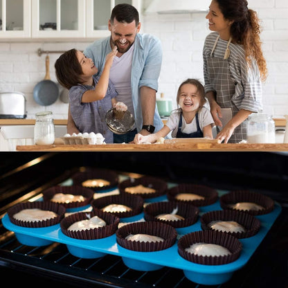 2Pack Silicone Muffin Pans with Metal Reinforced Frame,12 Cup Regular Size Silicone Cupcake Pan,Muffin Tin,Nonstick Cupcake Baking Molds for Muffins,Cupcakes,Egg Bites,BPA Free (2Pack Red)