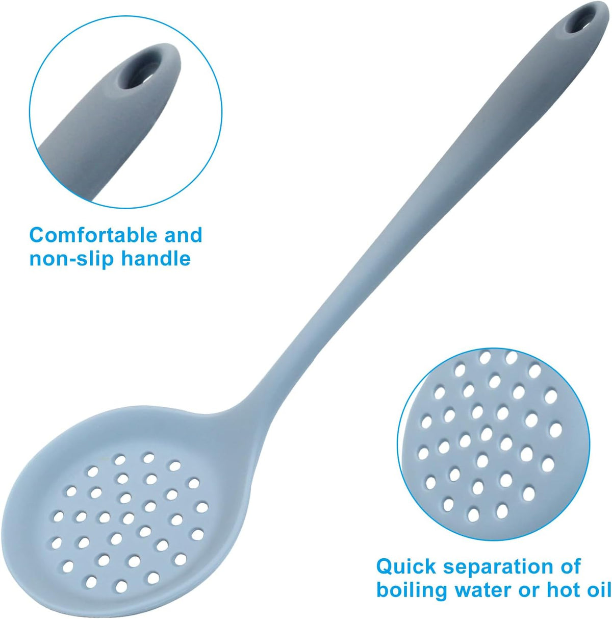 Hordion Silicone Slotted Spoon, Yellow Strainer Spoon Non Stick Skimmer