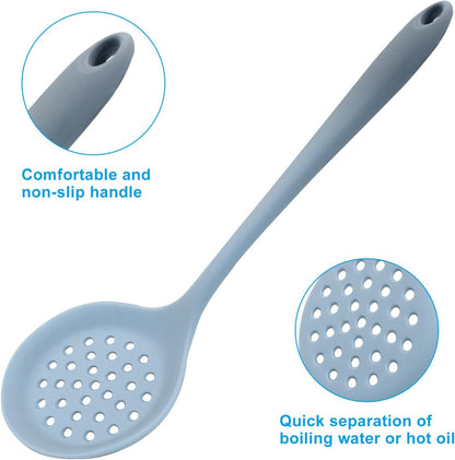 Hordion Silicone Slotted Spoon, Yellow Strainer Spoon Non Stick Skimmer