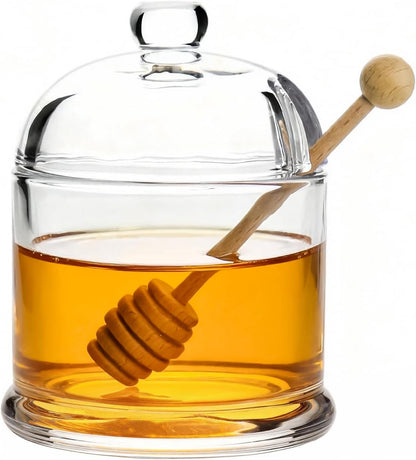 Glass Honey Jar with Wooden Dipper, 10 oz
