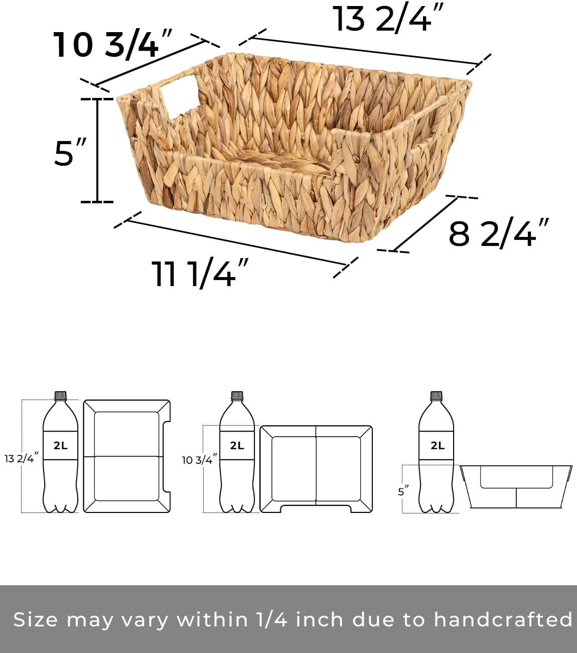 StorageWorks Round Paper Rope Woven Basket for Pantry Organizers and Storage, Stackable Pantry Storage Baskets for Shelves, Brown, 2-Pack