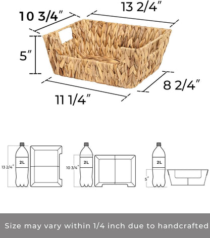 StorageWorks Round Paper Rope Woven Basket for Pantry Organizers and Storage, Stackable Pantry Storage Baskets for Shelves, Brown, 2-Pack