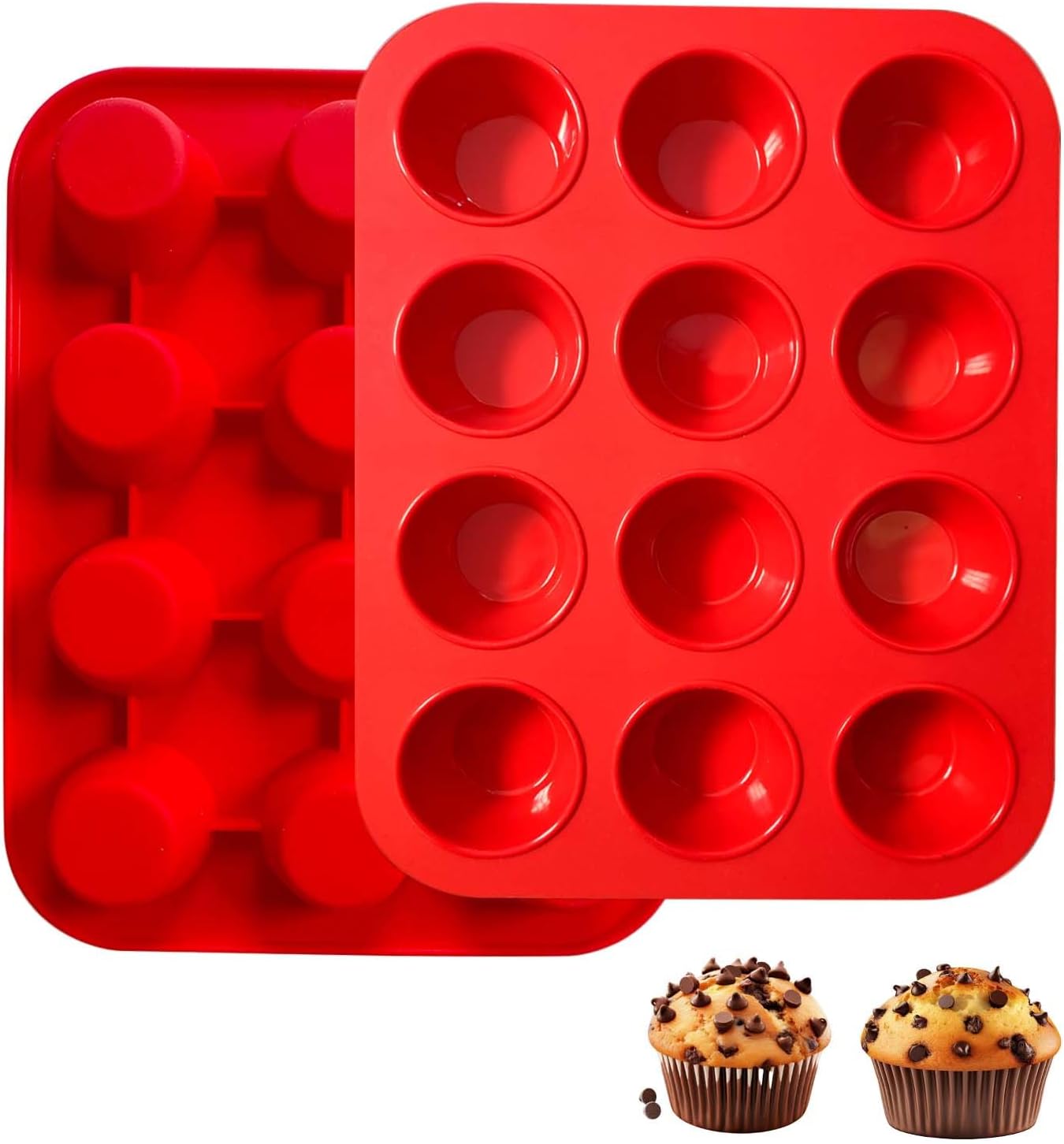 saphe Silicone Muffin Pans for Baking, 7 Cups Air Freyer Cupcake Pan, Nonstick Silicone Muffin molds for for Baking Egg Bite, Muffins, Tart, Cupcake and Quiche, 2 Packs (7 cups)