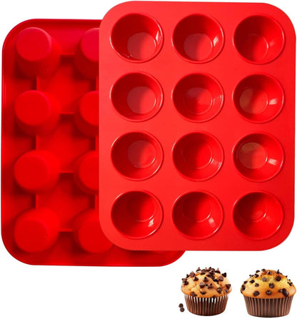 saphe Silicone Muffin Pans for Baking, 7 Cups Air Freyer Cupcake Pan, Nonstick Silicone Muffin molds for for Baking Egg Bite, Muffins, Tart, Cupcake and Quiche, 2 Packs (7 cups)