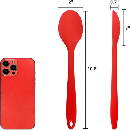 10 Pack Silicone Mixing Spoon, 10.8 Inch Heat Resistant Kitchen Spoons for Cooking, Large Non-Stick Basting Serving Stirring Mixing Spoon for Baking, Serving Scraping