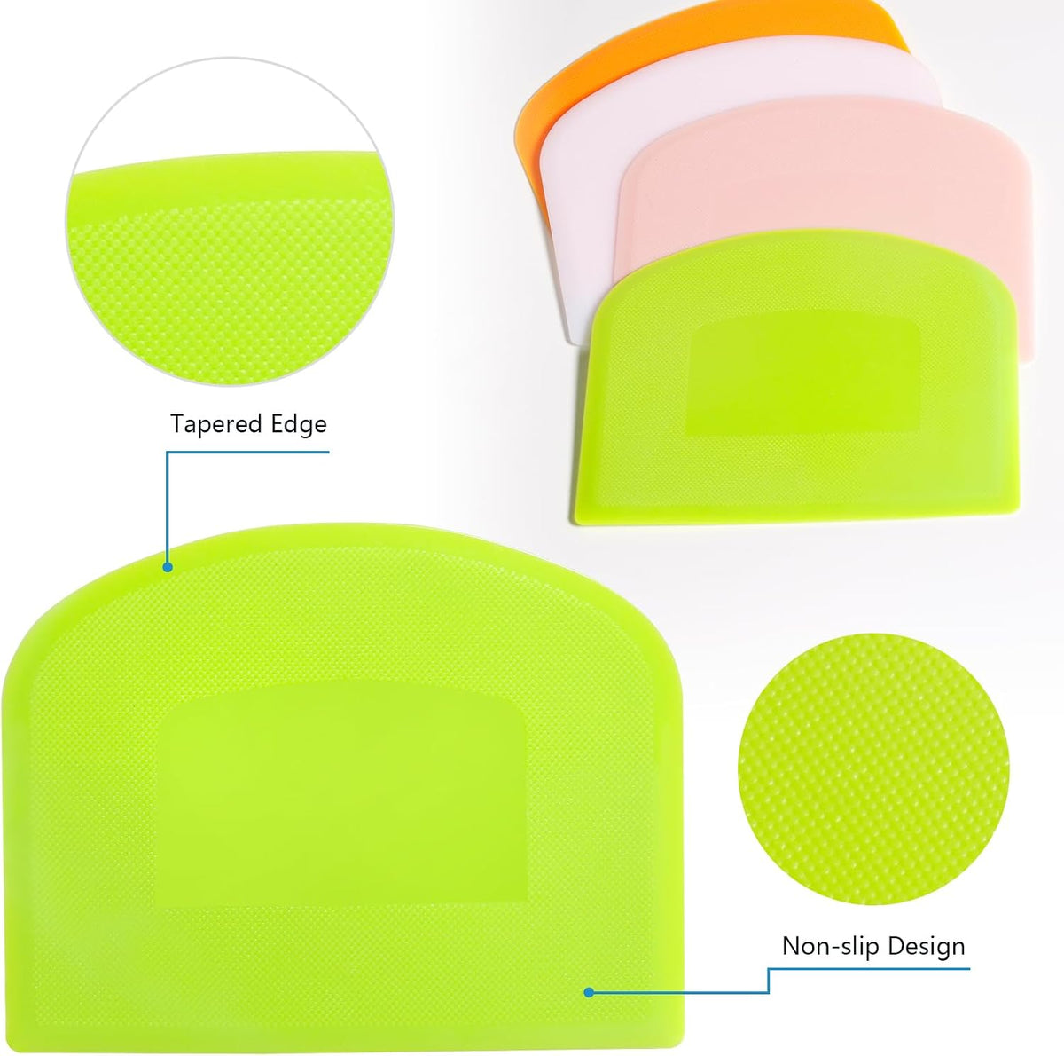 Dough Scraper 4 PCs PE Plastic Bench Scraper Flexible Bowl Scraper