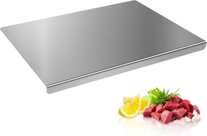 Stainless Steel Cutting Board Set with Lip, 2 Pack 16" & 24" Metal Chopping Boards for Kitchen Countertop, Non-Slip Food Prep Boards for Meat & Vegetables