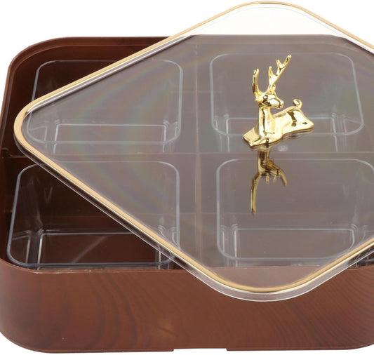 Dried Fruit Snack Candy Tray with Lid - Serving Dish Tray for Sweets, Cookies and Small Items, Style B