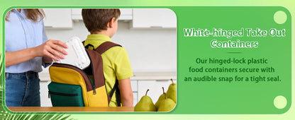 50Pack 8" X 8" 3-Compartment Clamshell To Go Food Containers With Secure Snap Lids - Heavy Duty Take out Containers Disposable To Go Plate For Carryout Meal Prep Catering (Black 3-Compartment)
