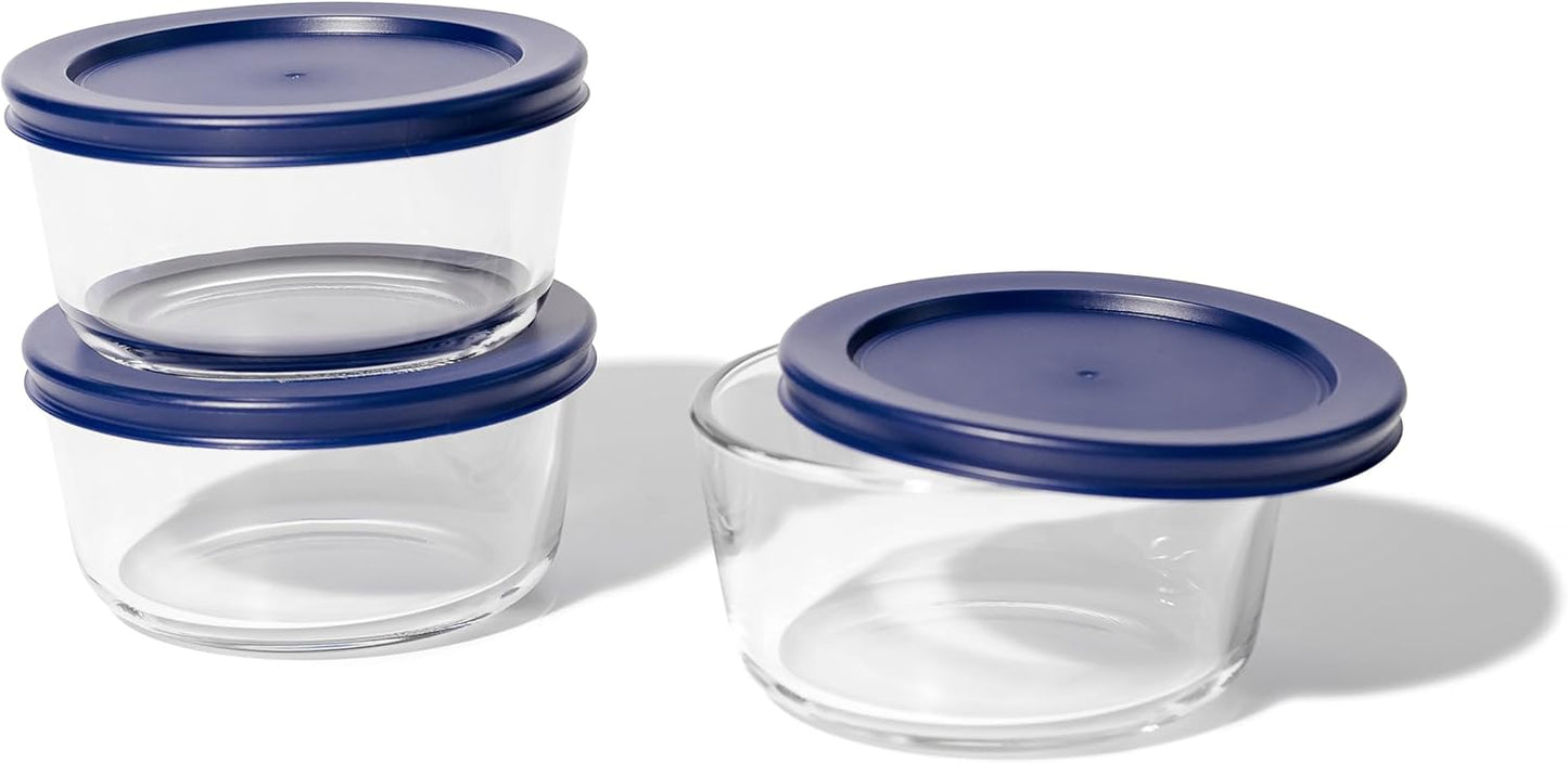 6-Piece Glass Food Storage Containers Set (3 Containers + 3 BPA-Free Lids) | 2-Cup, Leakproof | Microwave, Freezer, Oven & Dishwasher Safe | Ideal for Meal Prep & Pantry Organization, Pistachio