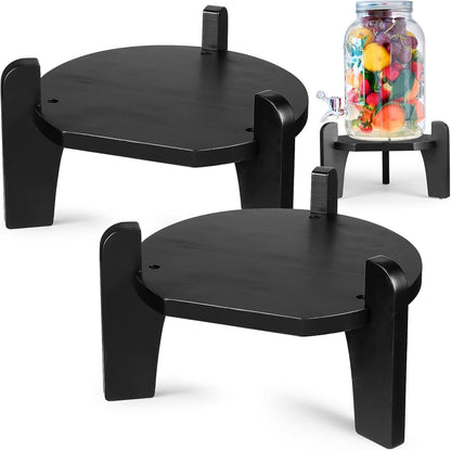 Roshtia 1 Pcs Beverage Dispenser Stand Bamboo Wood Drink Dispenser Stand Fits 6-8" Diameter of Glass Jar Base for Glass Beverage Water Jug Containers (Black)