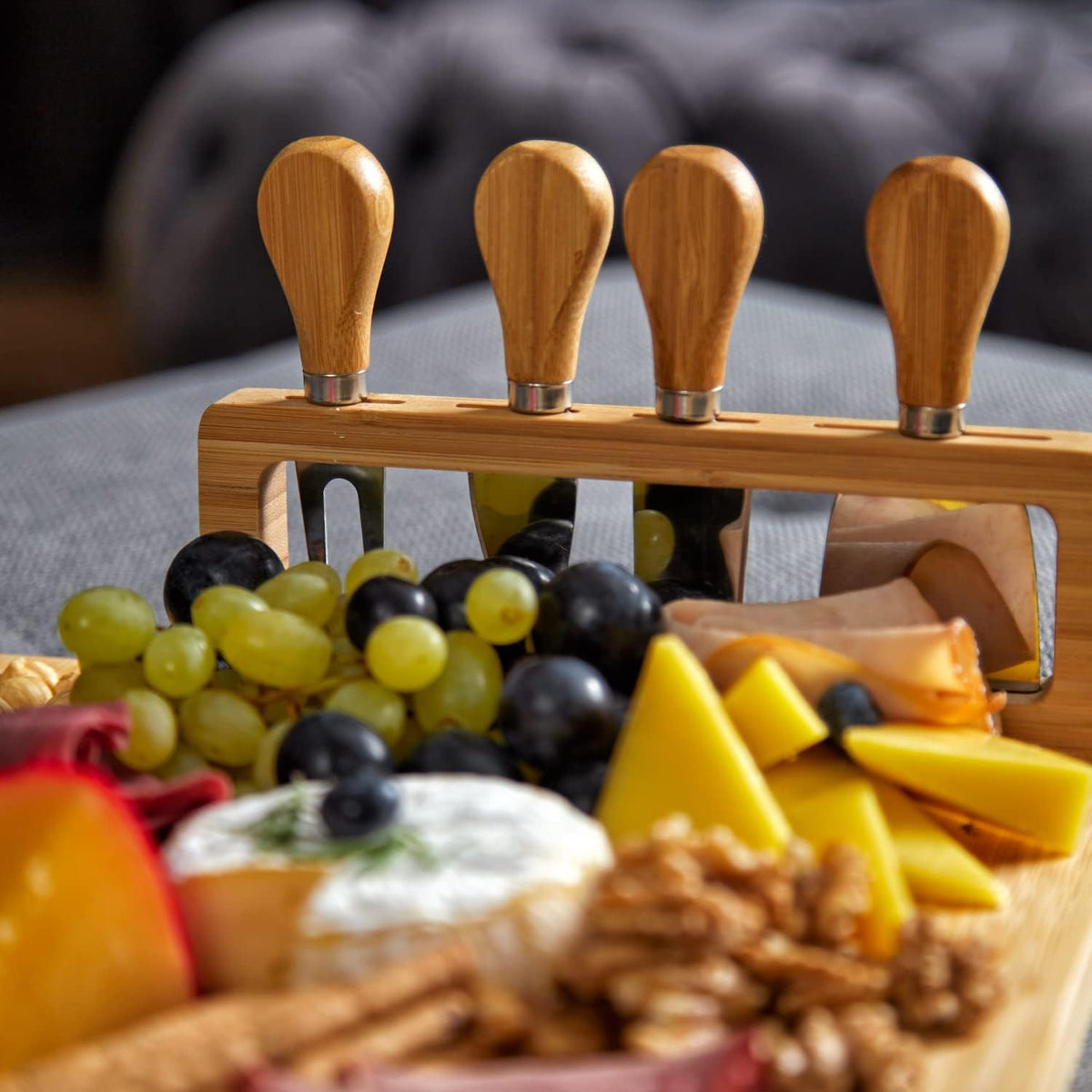 Bamboo Cheese Board and Charcuterie Boards Set & Serving Tray