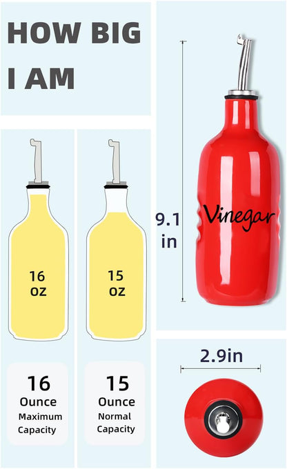 Farmhouse Ceramic Oil and Vinegar Dispenser Bottle Set (White)