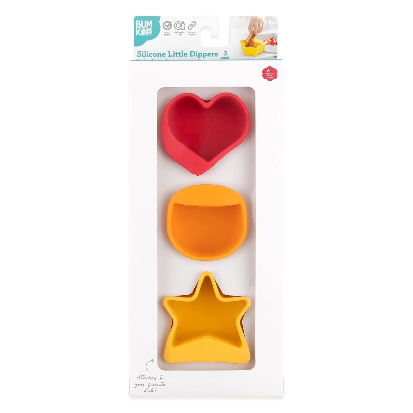 Bumkins Baby Silicone Little Dippers, Attaches to Bowls, Dishes and Plates, Sauce Cup, Holds Condiments, Dip, Puree, Toppings, Baby Led Weaning, Essential Feeding Supplies, Babies 6 Months Up, Pink