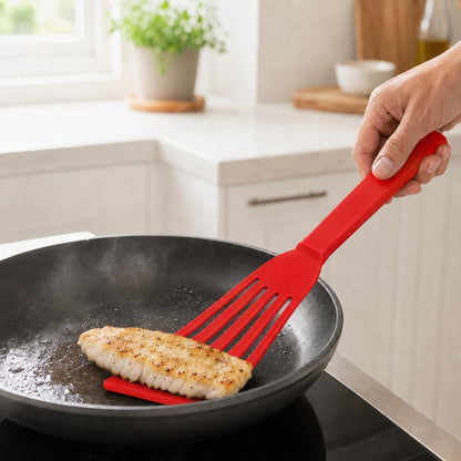 Maine Man Silicone Fish Spatula, Non-Stick Angled Turner, For Delicate Foods, Draining Liquids, And Everyday Cooking