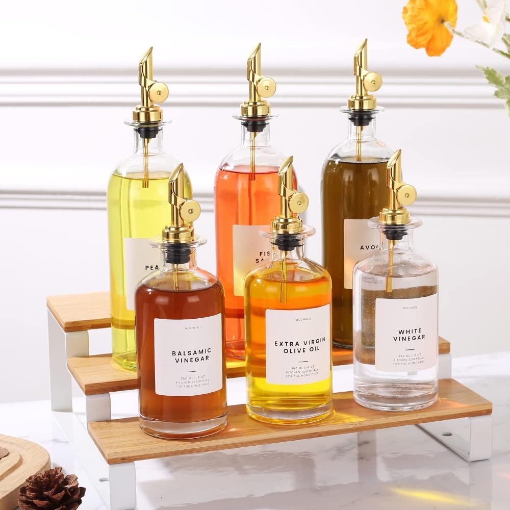 Molimoli - Premium Olive Oil Dispenser Bottles for Kitchen with Pourer - Oil and Vinegar Dispenser Set, Glass Dispenser for Kitchen, Dispenser Bottle of 350ml