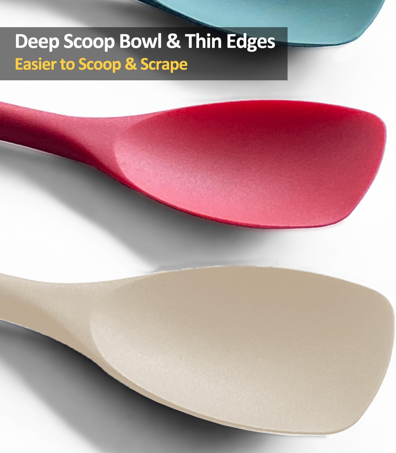 Upgrade Silicone Spatula Spoon Set,VOVOLY Heat Resistant Rubber Spoonula, Seamless Non-Stick Flexible Scrapers for Baking Mixing Tool,3 Pack,