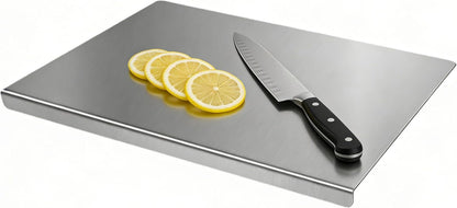 Stainless Steel Cutting Board Set for Kitchen, 2 Pack Metal Cutting Board with Counter Lip Dishwasher Safe Chopping Board for Meat, Vegetables, Fruits, Bread, Kneading (40 x 30cm/ 16 x 12 in)