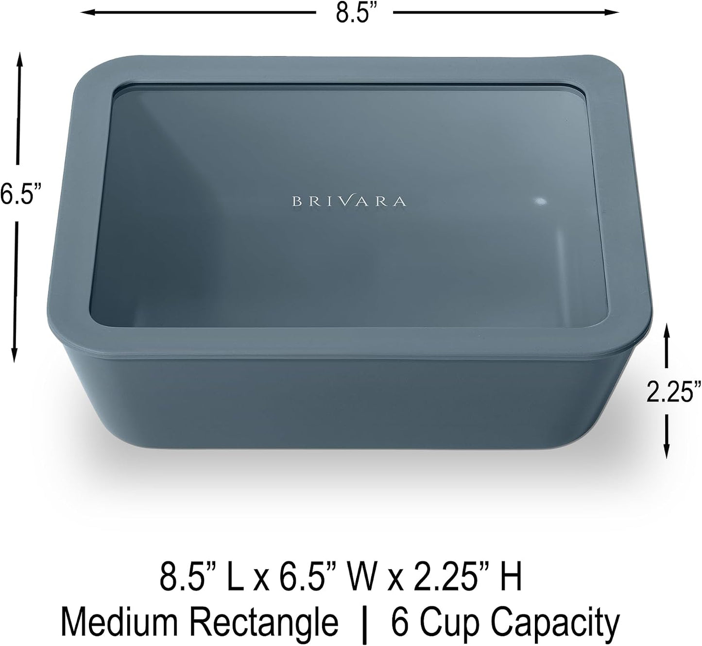 Ceramic Coated Glass Food Storage Container | No PTFE, PFOA, PFAS, and BPA | Reusable Non Toxic Meal Prep Container with Glass Lid | Easy To Store | 3 Cup Rectangle [Onyx]