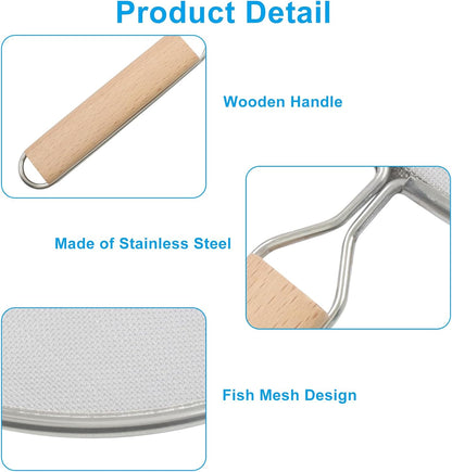 1Pcs 8Inch Stainless Steel Splatter Screen Splatter Guard with Handle, Ultra Fine Mesh Cooking Protector for Frying Cooking/Kitchen Use