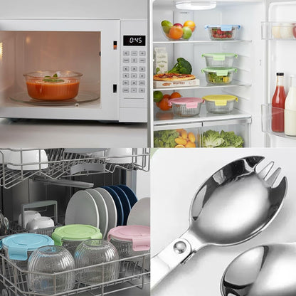 Small Round Glass Food Storage Containers with Lids, 1.5 Cup Round Food Containers set BPA-Free, 12oz Glass Lunch Bowls for Soup Leftover, Microwave, Dishwasher and Freezer Safe (4pack)
