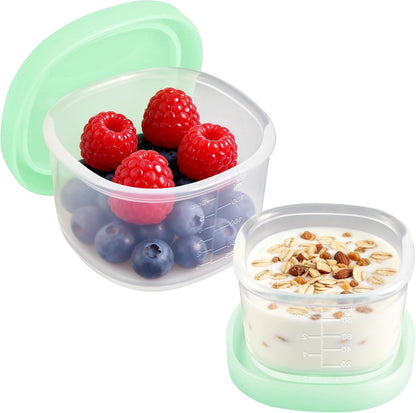 Silicone Food Storage Container with Lid, 3oz+6oz | Airtight Reusable Small Snack Containers for Babe Puree, Formula, Sauce, Fruit, Ice Cream, Freezer Box & Meal Prep
