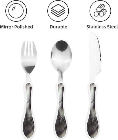 3-Piece Kids Silverware Set With Storage Case, Stainless Steel Reusable Children Safe Knife Spoon Fork Set Butterfly On Beautiful Flower Children Flatware Set For Kids Lunch Box