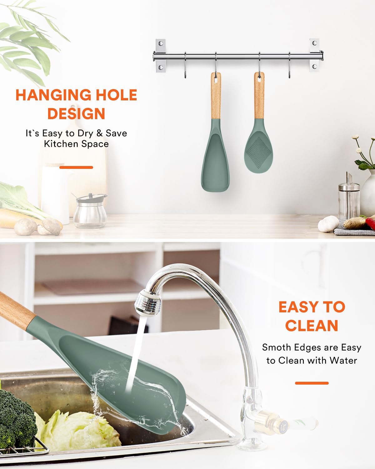 Badiano Cooking Spoon and Rice Scooper for Nonstick Cookware,Multi-function