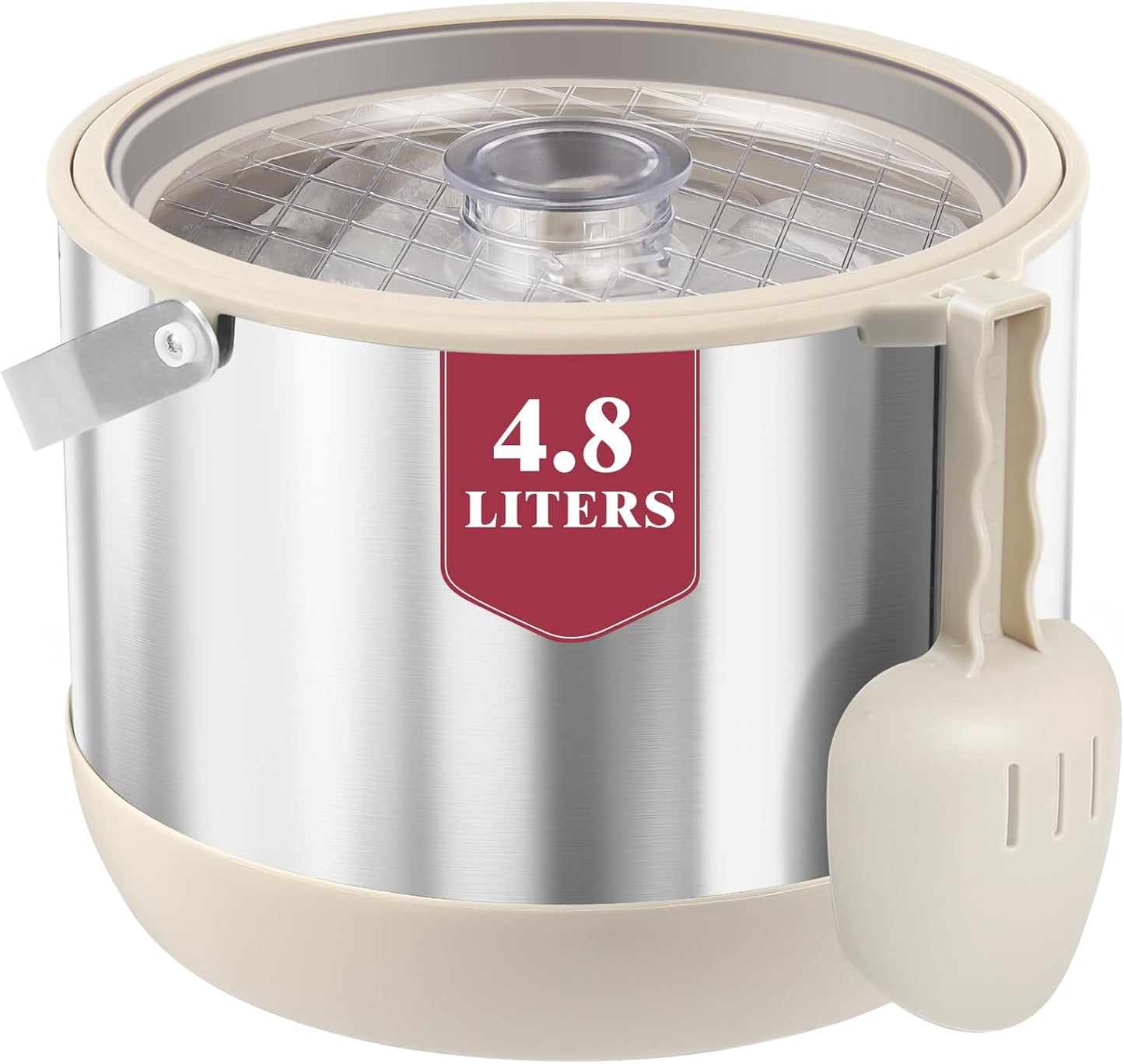 5QT/4.8L Insulated Ice Bucket for Parties, Large Capacity Double-Wall Beverage Bucket with Scoop & Lid for Champagne, Wine, Cocktail (Black)
