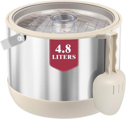5QT/4.8L Insulated Ice Bucket for Parties, Large Capacity Double-Wall Beverage Bucket with Scoop & Lid for Champagne, Wine, Cocktail (Black)