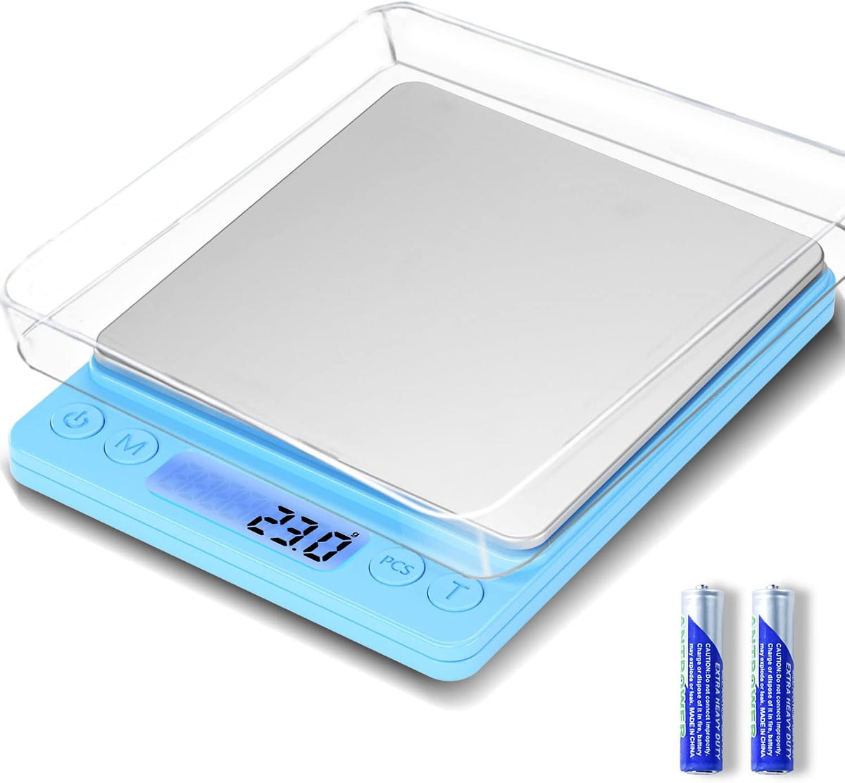 Digital Food Kitchen Scale Upgraded, YONCON 3000g/0.1g High Accuracy Mini Pocket Scale Measures in Grams and oz for Cooking, Baking, Jewelry, Tare Function,2 Trays, LCD Display (Batteries Included)