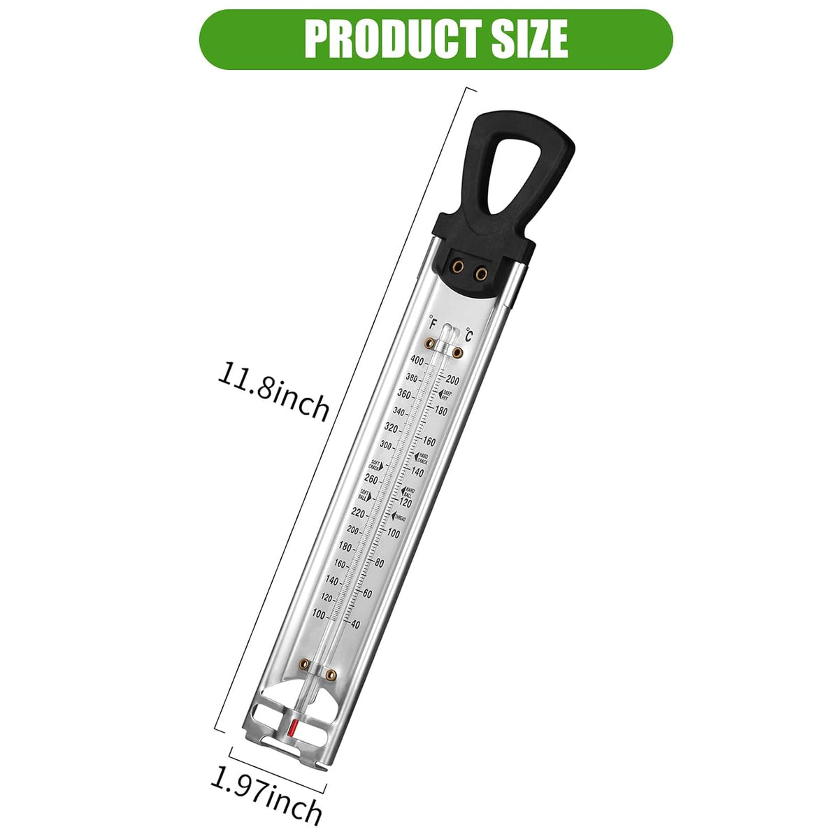 Candy Thermometer with Pot Clip, 2026 New Deep Fry Oil Food Cooking Kitchen Instant Read Thermometer for Jam, Syrup, Jelly, and Deep Fry, Stainless Steel Kitchen Accessories for Candy Making