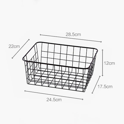 Metal Wire Storage Basket with Handles for Kitchen Food Pantry Papers Home Office Desk Shelf Bathroom Laundry Room Shelf Bedroom Bed Room, 2PCS (Black)
