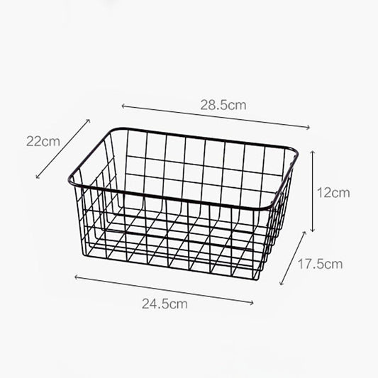 Metal Wire Storage Basket with Handles for Kitchen Food Pantry Papers Home Office Desk Shelf Bathroom Laundry Room Shelf Bedroom Bed Room, 2PCS (Black)