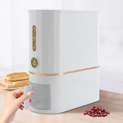 Rice Dispenser, 10KG/22Lbs Rice Container Cereal Dispenser with Lid & Measuring Cup, Grain Storage Organizer Rice Holder for Kitchen Countertop Dry Food, W7.4*D15.8*H15.7in