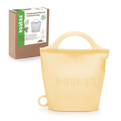 Haakaa Silicone Microwave Steamer & Steriliser Bag, 70oz/2000ml Large Capacity Reusable Steaming Bags for Baby Bottles, Breast Pump, Accessories, Pacifiers,Teethers, Great for Home&On The Go, Grey/1PC