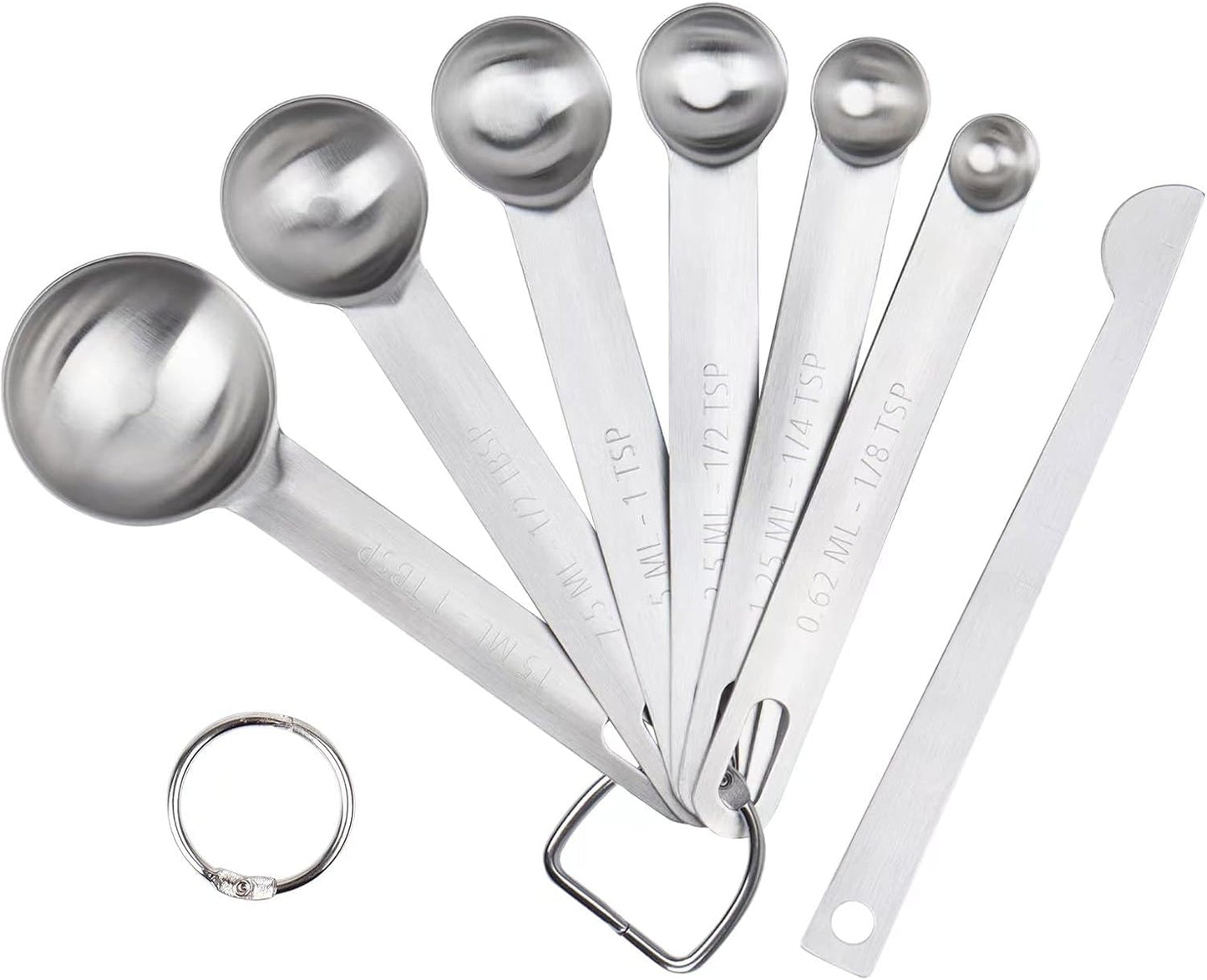 5pcs Measuring Spoon Set, Heavy Duty Stainless Steel Measuring Spoons for Cooking Baking, Tablespoon Teaspoon for Dry or Liquid Ingredients, Fits in Spice Jar, 1/4 1/2 1 tsp, 1/2 1 tbsp