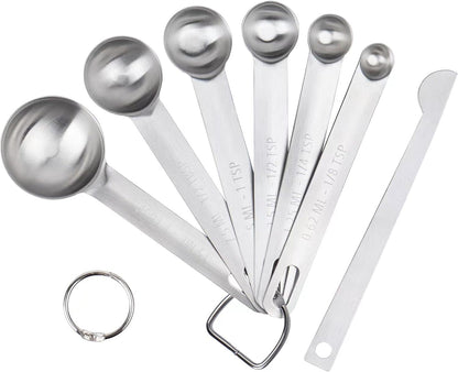 5pcs Measuring Spoon Set, Heavy Duty Stainless Steel Measuring Spoons for Cooking Baking, Tablespoon Teaspoon for Dry or Liquid Ingredients, Fits in Spice Jar, 1/4 1/2 1 tsp, 1/2 1 tbsp