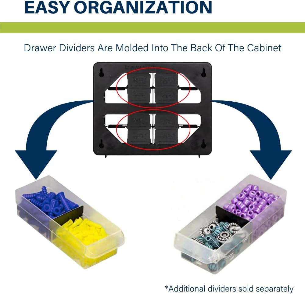 Akro-Mils 44-Drawer Plastic Drawer Storage Cabinet for Garage Organization, Bead Organizer, Building Bricks Storage, Teacher Toolbox, Makeup Organizer, 20" W x 6" D x 16" H, 10144 Black