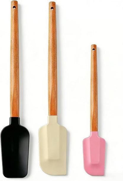 Silicone Spatula Set 3 Pieces - BPA Free&600 ° F High Temperature Resistant, Suitable for Baking, Cooking, and Stirring, Non Damaging and Non Sticky Pot Coatings