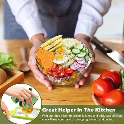 Multi Handheld Mandoline Slicer, Stainless Steel Professional Vegetable Slicer with Comfortable Grip, Vegetable Grater for Potatoes, Onions, Cucumbers, Cheese, Easy to Clean(Green)