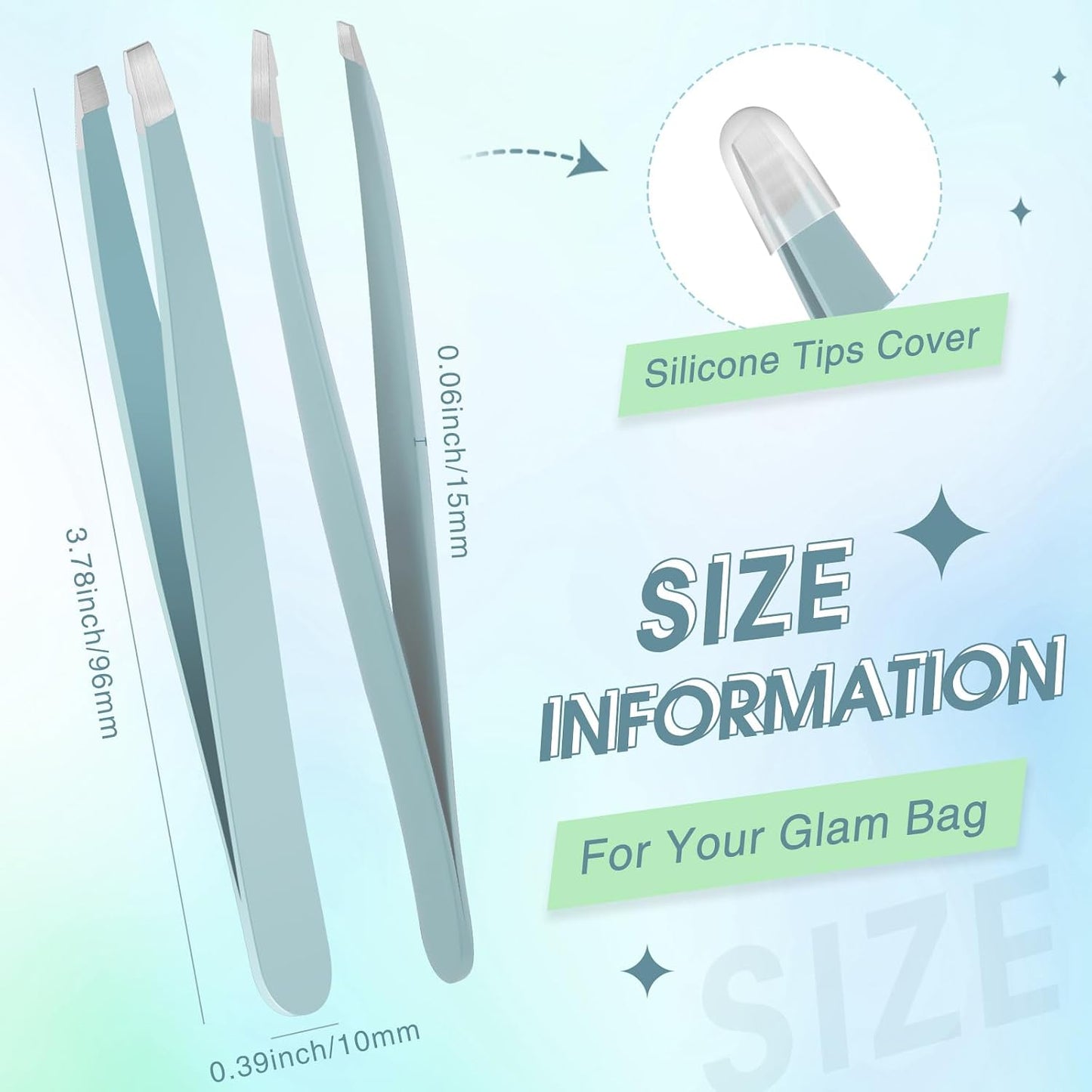 Mudder 12 Pcs Eyebrow Tweezers Set for Facial Hair Stainless Steel Slanted Tip Tweezers in Bulk for Men and Women(Silver)