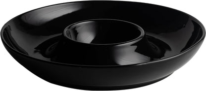LEHAHA 12.25 inch porcelain Chip and Dip Serving Set, Ceramic Platters for Cheese, Appetizers &Chips Salsa, Fruit and Veggies, Divided Serving Trays for Family Gathering and Parties, Dark Creamy