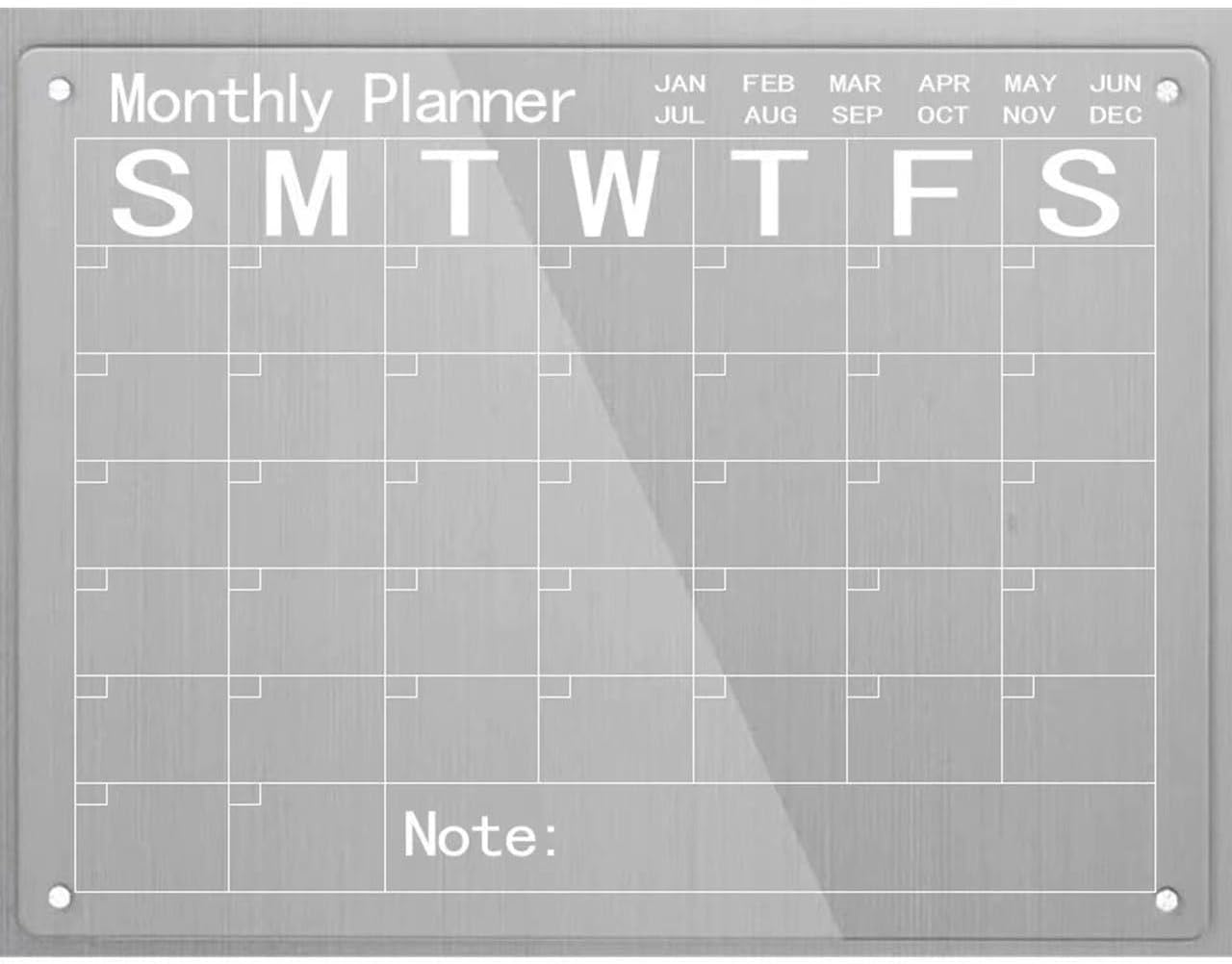 Acrylic Magnetic Dry Erase Board Calendar for Fridge, Clear Monthly and Weekly Meal Planner Whiteboard Refrigerator, Menu Board for Kitchen (Monthly Plan)