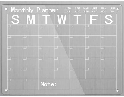 Acrylic Magnetic Dry Erase Board Calendar for Fridge, Clear Monthly and Weekly Meal Planner Whiteboard Refrigerator, Menu Board for Kitchen (Monthly Plan)